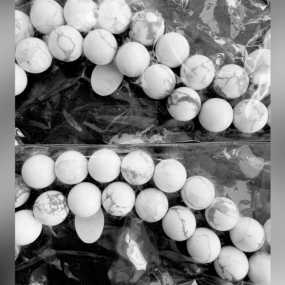 White Howlite gemstone beads, Five strands for jewelry making or crafts.